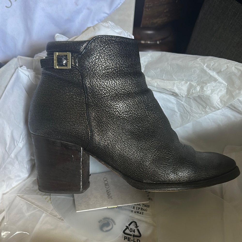 Jimmy Choo grainy leather metallic booties